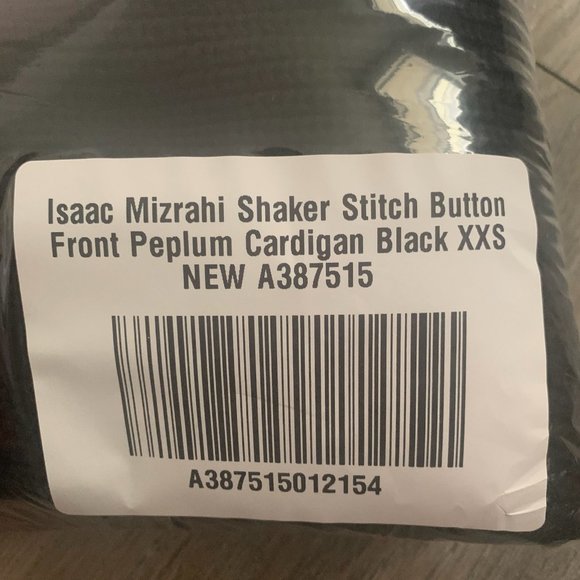 NWT ISAAC MIZRAHI SHAKER STITCH BUTTON FRONT PEPLUM CARDIGAN SWEATER BLACK XXS - Picture 11 of 12